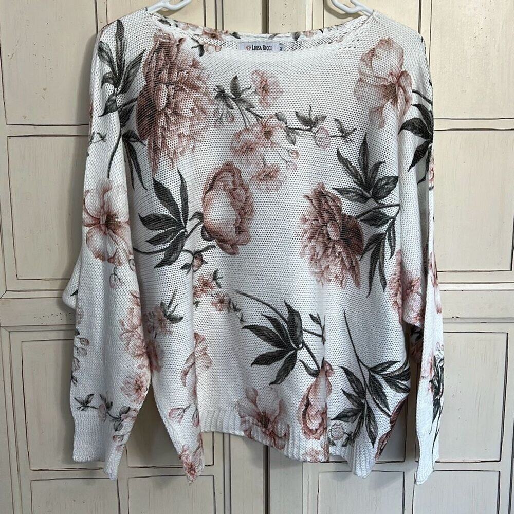 Luisa Ricci size medium floral lightweight sweater Made In Italy